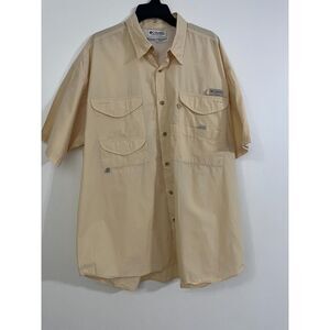 Columbia PFG Outdoor Shirt Yellow Short Sleeve Vented Fishing Top Sz XL